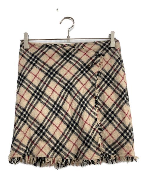 BURBERRY BLUE LABEL（バーバリー ブルー レーベル）BURBERRY BLUE LABEL (バーバリー ブルー レーベル) チェックミニスカート ベージュ×レッド サイズ:36の古着・服飾アイテム