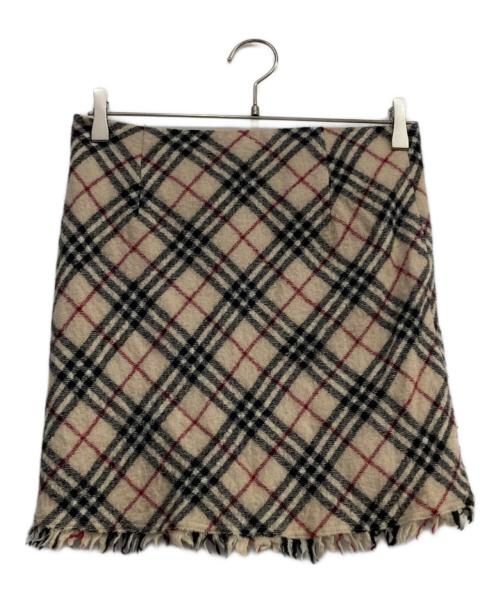 BURBERRY BLUE LABEL（バーバリー ブルー レーベル）BURBERRY BLUE LABEL (バーバリー ブルー レーベル) チェックミニスカート ベージュ×レッド サイズ:36の古着・服飾アイテム