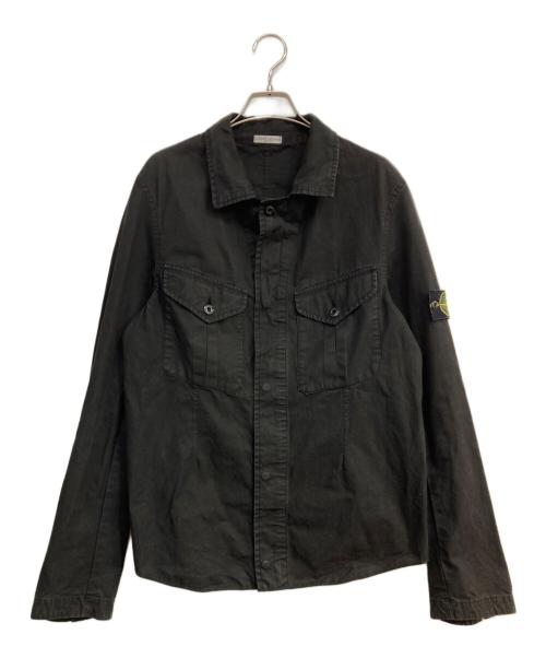 STONE ISLAND（ストーンアイランド）STONE ISLAND (ストーンアイランド) ジップアップシャツジャケット ブラック サイズ:Lの古着・服飾アイテム