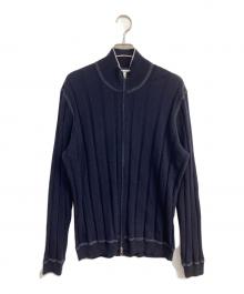 BRUNELLO CUCINELLI（ブルネロクチネリ）の古着「ウールカシミヤジップアップニット」｜ネイビー