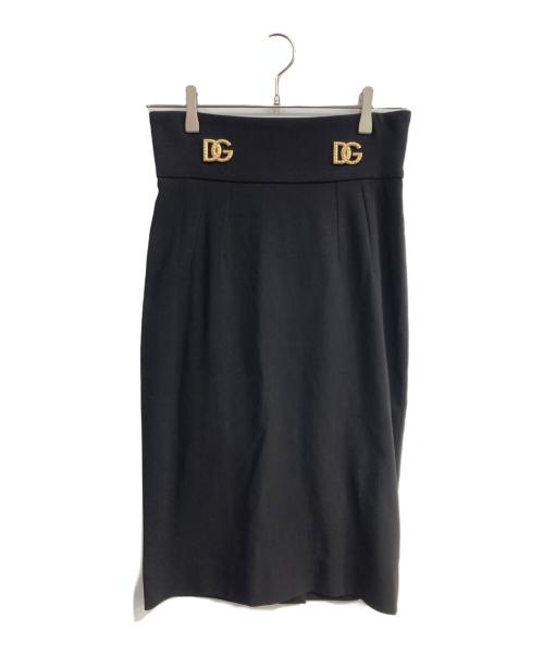 DOLCE & GABBANA（ドルチェ＆ガッバーナ）DOLCE & GABBANA (ドルチェ＆ガッバーナ) ロゴペンシルスカート ブラック サイズ:40の古着・服飾アイテム