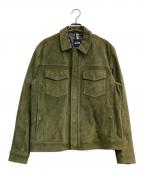 BOSSボス）の古着「Mucker スウェードレザージャケット」｜カーキ