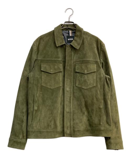 BOSS（ボス）BOSS (ボス) Mucker スウェードレザージャケット カーキ サイズ:48の古着・服飾アイテム