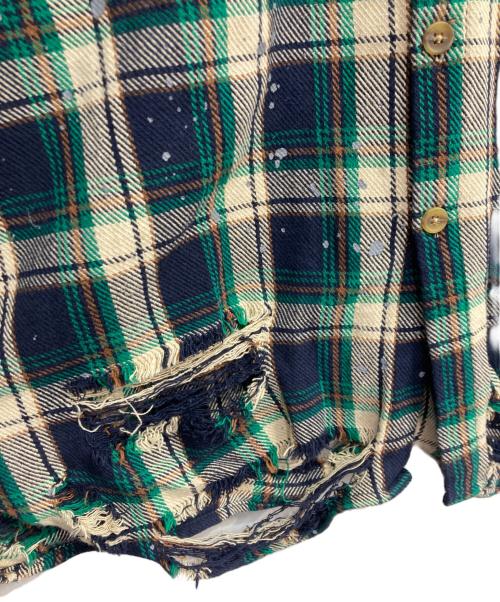 FR(13)NDS（フレンズ）FR(13)NDS (フレンズ) Cotton Damege Shirt ネイビー×ベージュ サイズ:Mの古着・服飾アイテム