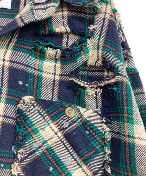 FR(13)NDS（フレンズ）FR(13)NDS (フレンズ) Cotton Damege Shirt ネイビー×ベージュ サイズ:Mの古着・服飾アイテム