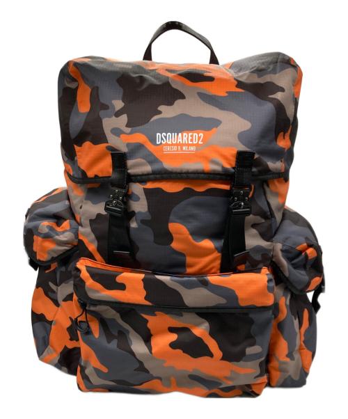 DSQUARED2（ディースクエアード）DSQUARED2 (ディースクエアード) CERESIO 9 CAMO BIG BACKPACK オレンジ×グレーの古着・服飾アイテム