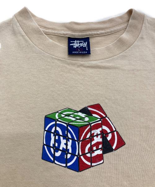 stussy（ステューシー）stussy (ステューシー) プリントTシャツ ベージュ サイズ:Ⅼの古着・服飾アイテム