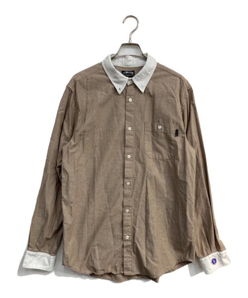 stussy（ステューシー）stussy (ステューシー) ボタンダウンシャツ ブラウン サイズ:XLの古着・服飾アイテム