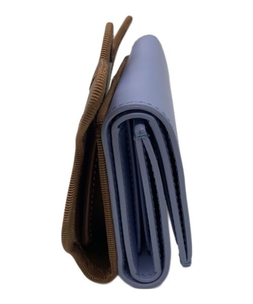 nori enomoto（ノリ エノモト）nori enomoto (ノリ エノモト) wave trifold wallet ブルー×ブラウンの古着・服飾アイテム
