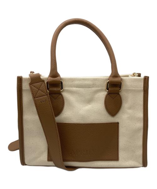 aprily（アプリリー）APRILY (アプリリー) APRILYキャンバストートバッグ ブラウン×ベージュの古着・服飾アイテム