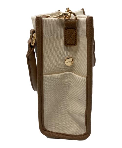 aprily（アプリリー）APRILY (アプリリー) APRILYキャンバストートバッグ ブラウン×ベージュの古着・服飾アイテム