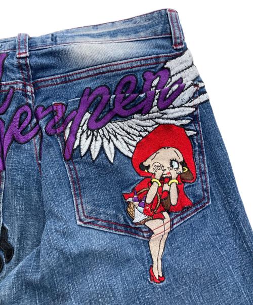 RED PEPPER（レッドペッパ）RED PEPPER (レッドペッパ) BETTY BOOP (ベティー・ブープ) 刺繍デニムパンツ インディゴ サイズ:28の古着・服飾アイテム