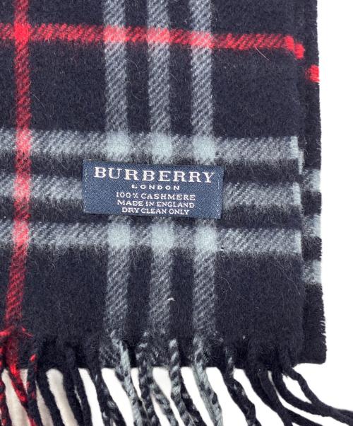 BURBERRY LONDON（バーバリーロンドン）BURBERRY LONDON (バーバリーロンドン) チェックマフラー ネイビーの古着・服飾アイテム