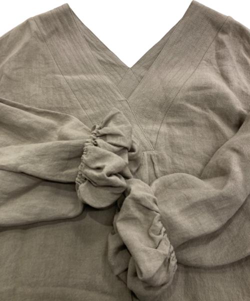 CLOTH&CROSS（クロスアンドクロス）CLOTH&CROSS (クロスアンドクロス) リネンボリュームスリーブカフタンワンピース ブラウン サイズ:1の古着・服飾アイテム