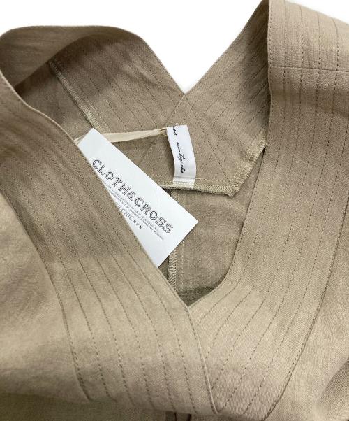 CLOTH&CROSS（クロスアンドクロス）CLOTH&CROSS (クロスアンドクロス) リネンボリュームスリーブカフタンワンピース ブラウン サイズ:1の古着・服飾アイテム