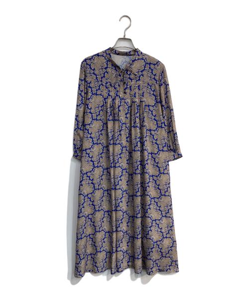23区（ニジュウサンク）23区 (ニジュウサンク) Ratti ヴィンテージペイズリープリント ワンピース ブルー×ブラウン サイズ:38　(9)の古着・服飾アイテム