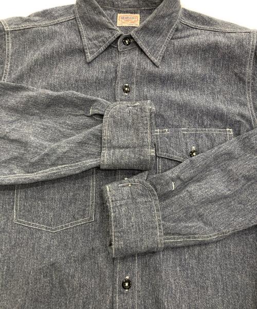 HEADLIGHT（ヘッドライト）HEADLIGHT (ヘッドライト) COVERT CHAMBRAY WORK SHIRT インディゴ サイズ:15.5の古着・服飾アイテム