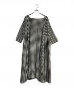 house of lotusハウスオブロータス）の古着「サイドギャザーギンガムチェックワンピース」｜ホワイト×グレー