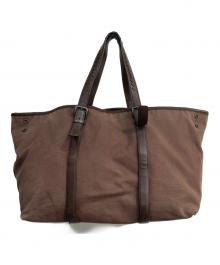 BOTTEGA VENETA（ボッテガベネタ）の古着「キャンバスレザートートバッグ」｜ブラウン