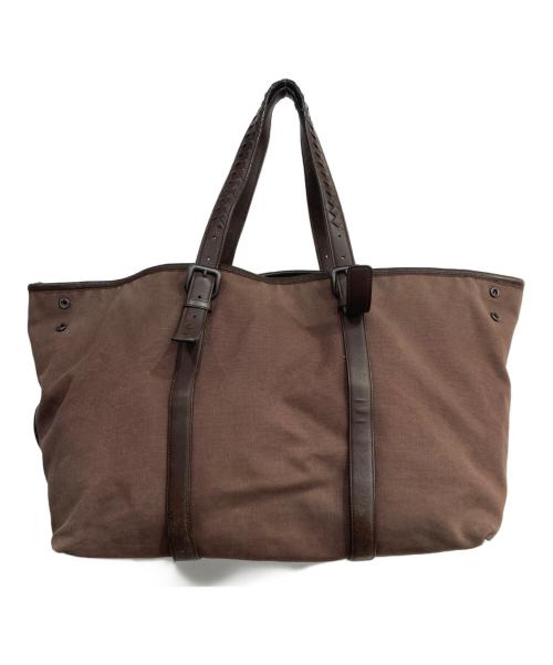 BOTTEGA VENETA（ボッテガベネタ）BOTTEGA VENETA (ボッテガベネタ) キャンバスレザートートバッグ ブラウンの古着・服飾アイテム