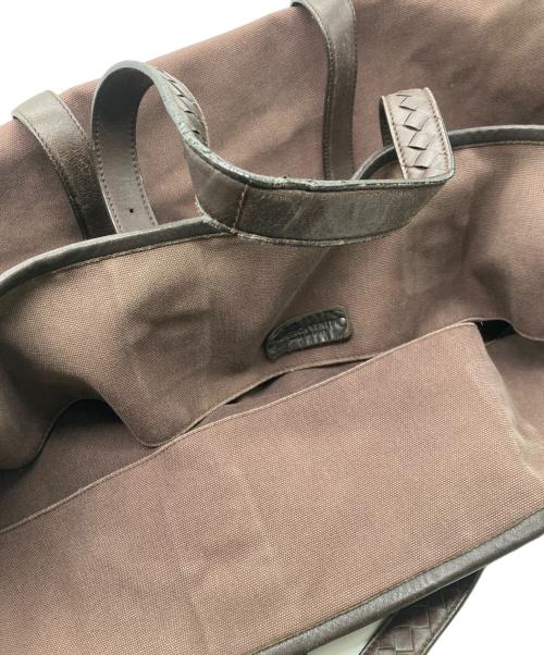 BOTTEGA VENETA（ボッテガベネタ）BOTTEGA VENETA (ボッテガベネタ) キャンバスレザートートバッグ ブラウンの古着・服飾アイテム