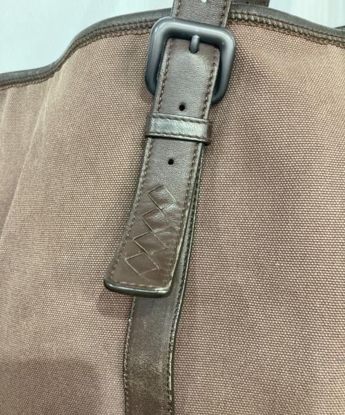 BOTTEGA VENETA（ボッテガベネタ）BOTTEGA VENETA (ボッテガベネタ) キャンバスレザートートバッグ ブラウンの古着・服飾アイテム