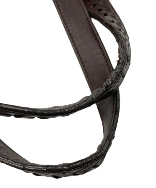 BOTTEGA VENETA（ボッテガベネタ）BOTTEGA VENETA (ボッテガベネタ) キャンバスレザートートバッグ ブラウンの古着・服飾アイテム