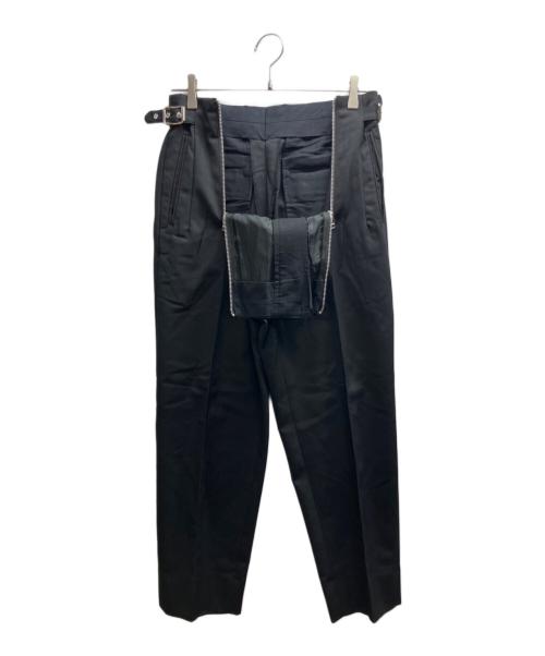 JOHN LAWRENCE SULLIVAN（ジョン ローレンス サリバン）JOHN LAWRENCE SULLIVAN (ジョン ローレンス サリバン) WOOL GABARDINE ZIP TROUSERS ブラック サイズ:44の古着・服飾アイテム