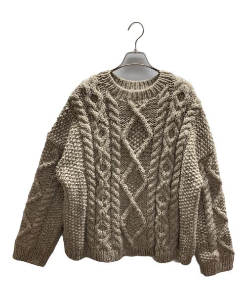 KAGURE（カグレ）kagure (カグレ) ペルーアランクルーネックニット ブラウン サイズ:FREEの古着・服飾アイテム