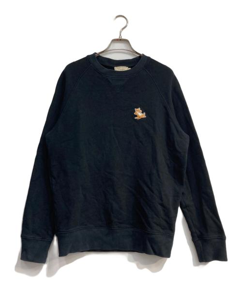 maison kitsune（メゾンキツネ）MAISON KITSUNE (メゾンキツネ) CHILLAX FOX クルーネックスウェット ブラック サイズ:Sの古着・服飾アイテム