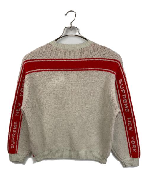 SUPREME（シュプリーム）Supreme (シュプリーム) back stripe sweater ホワイト×レッド サイズ:Lの古着・服飾アイテム