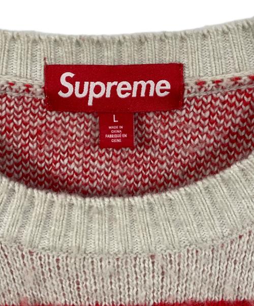 SUPREME（シュプリーム）Supreme (シュプリーム) back stripe sweater ホワイト×レッド サイズ:Lの古着・服飾アイテム