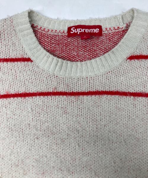 SUPREME（シュプリーム）Supreme (シュプリーム) back stripe sweater ホワイト×レッド サイズ:Lの古着・服飾アイテム