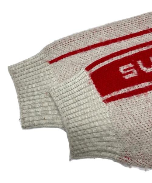 SUPREME（シュプリーム）Supreme (シュプリーム) back stripe sweater ホワイト×レッド サイズ:Lの古着・服飾アイテム