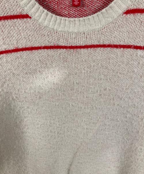 SUPREME（シュプリーム）Supreme (シュプリーム) back stripe sweater ホワイト×レッド サイズ:Lの古着・服飾アイテム