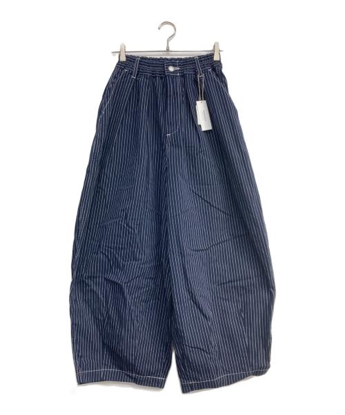 HARVESTY（ハーベスティー）HARVESTY (ハーベスティー) ペンシル ストライプ サーカスパンツ ネイビー サイズ:2 未使用品の古着・服飾アイテム