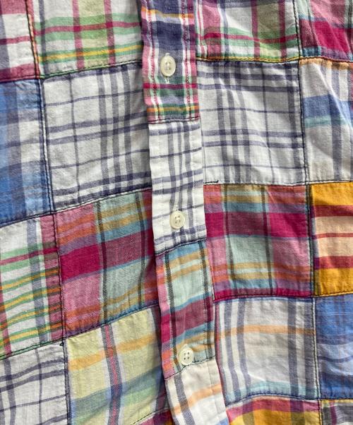 RALPH LAUREN（ラルフローレン）RALPH LAUREN (ラルフローレン) マドラスチェックパッチワークシャツ ブルー×オレンジ サイズ:Lの古着・服飾アイテム