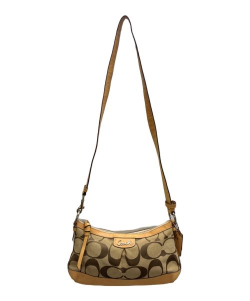 COACH（コーチ）COACH (コーチ) レザー切替ショルダーバッグ ブラウンの古着・服飾アイテム