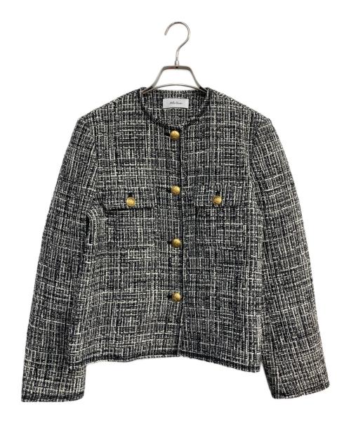 Mila Owen（ミラオーウェン）Mila Owen (ミラオーウェン) フラップデザイン金釦ツイードジャケット ホワイト×ブラックの古着・服飾アイテム