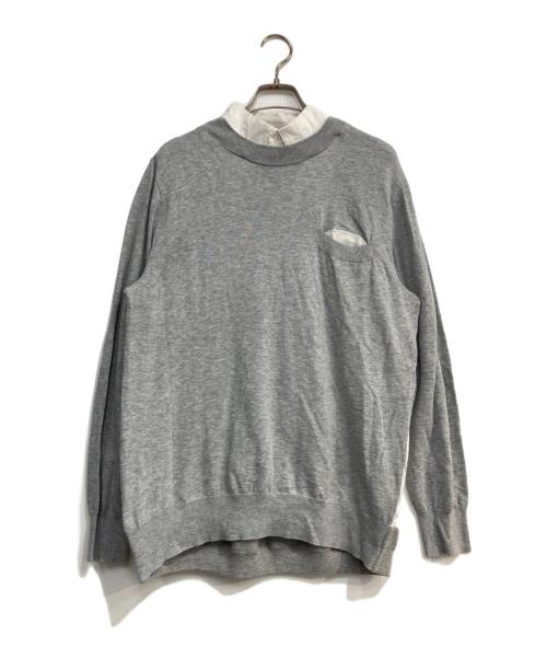 sacai（サカイ）sacai (サカイ) SWITCHED PULLOVER SHIRTS SWEATER グレー×ホワイト サイズ:2の古着・服飾アイテム