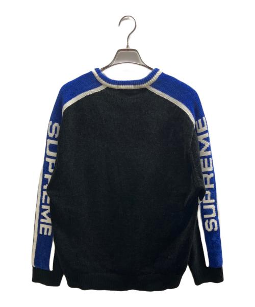 SUPREME（シュプリーム）SUPREME (シュプリーム) Stripe Chenille Sweater ブラック×ブルー サイズ:Mの古着・服飾アイテム