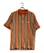 SUPREMEシュプリーム）の古着「open knit stripe zip polo」｜オレンジ