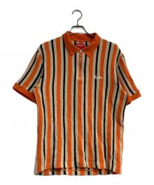 SUPREME（シュプリーム）の古着「open knit stripe zip polo」｜オレンジ