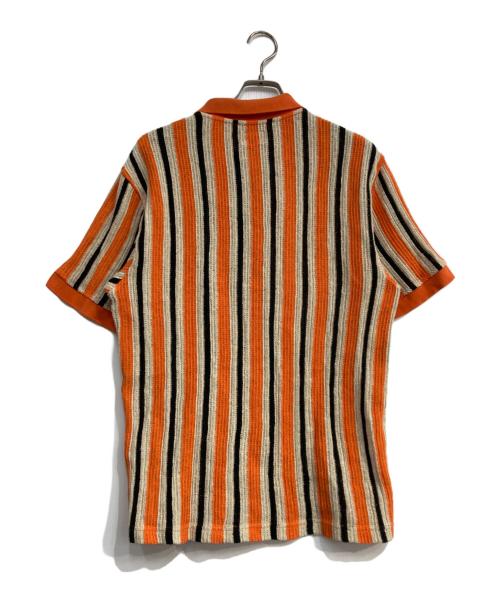 SUPREME（シュプリーム）Supreme (シュプリーム) open knit stripe zip polo オレンジ サイズ:Mの古着・服飾アイテム