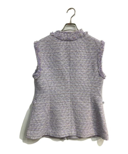 BALLSEY（ボールジィ）BALLSEY (ボールジィ) シークインツイード クルーネックジレ パープル サイズ:36の古着・服飾アイテム