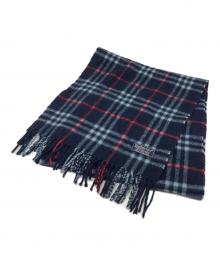 Burberry's（バーバリーズ）の古着「カシミヤチェックマフラー」｜ネイビー