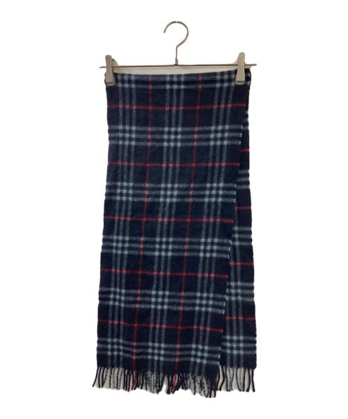 Burberry's（バーバリーズ）Burberry's (バーバリーズ) カシミヤチェックマフラー ネイビーの古着・服飾アイテム