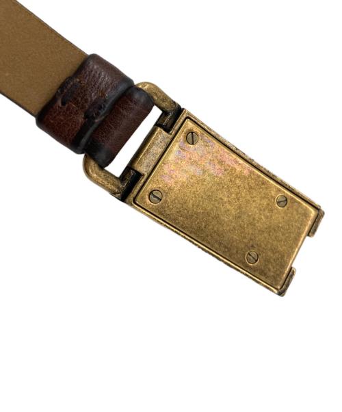 PRADA（プラダ）PRADA (プラダ) ロゴプレートレザーベルト ブラウンの古着・服飾アイテム