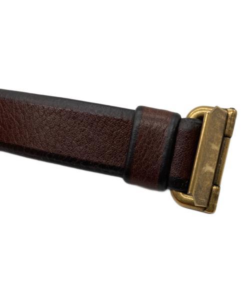 PRADA（プラダ）PRADA (プラダ) ロゴプレートレザーベルト ブラウンの古着・服飾アイテム