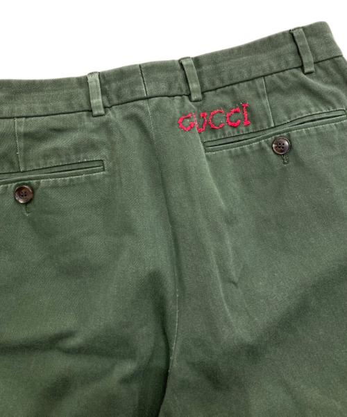 GUCCI（グッチ）GUCCI (グッチ) 刺繍ロゴテーパードパンツ カーキ サイズ:44の古着・服飾アイテム